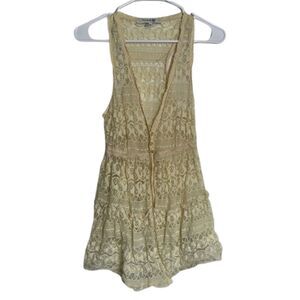 Vintage Lace Button Vest Womens Medium Renaissance 90s Y2k Equestrian Prairie